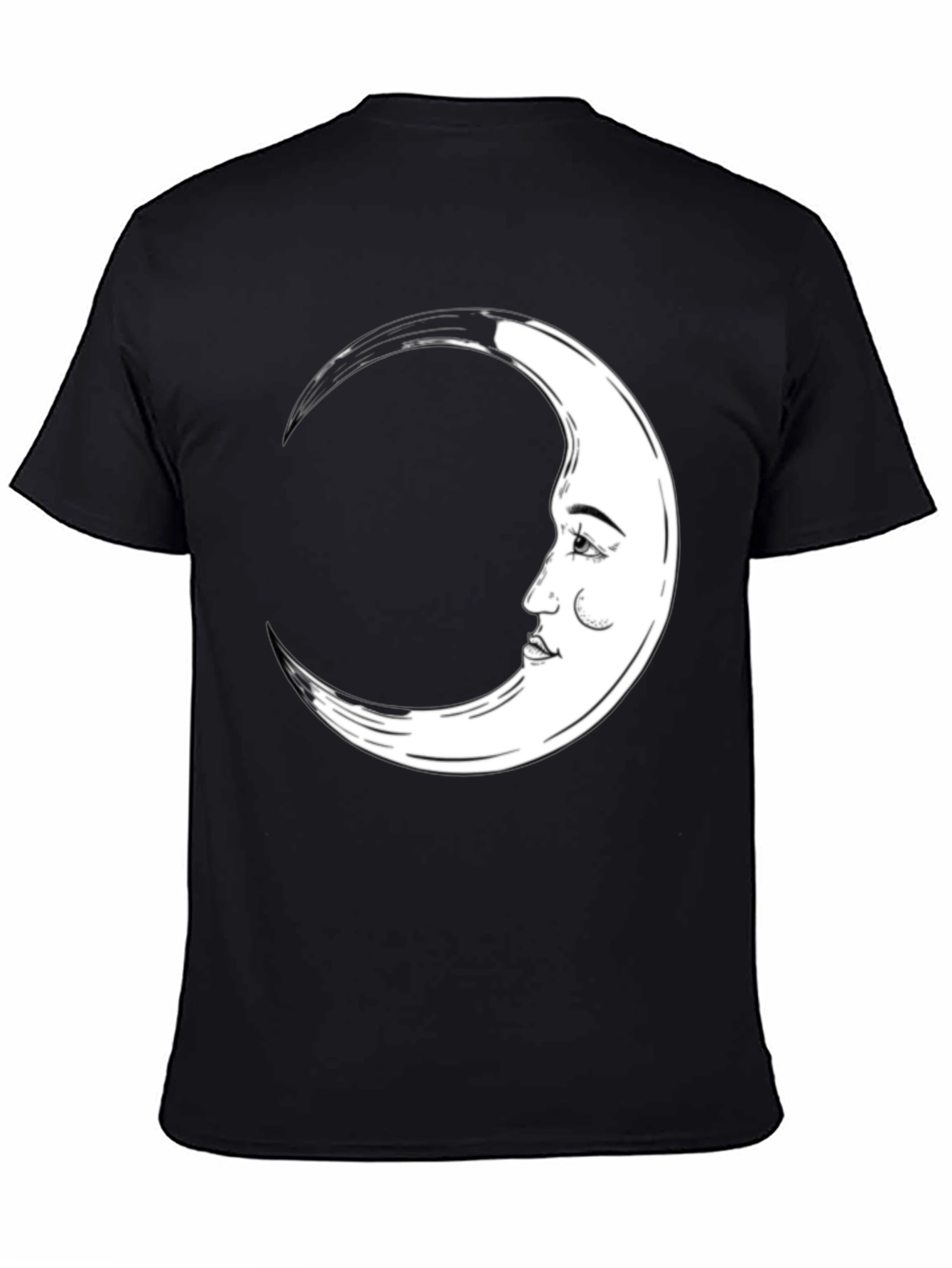 Crescent Moon Face Graphic Tee - Black