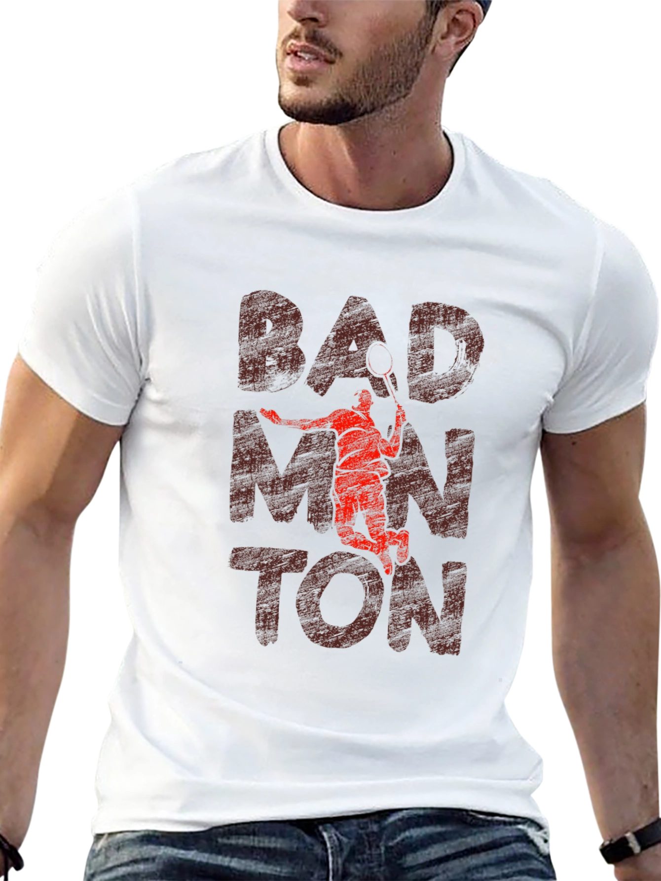 Badminton Graphic Tee - Sporty Casual T-Shirt