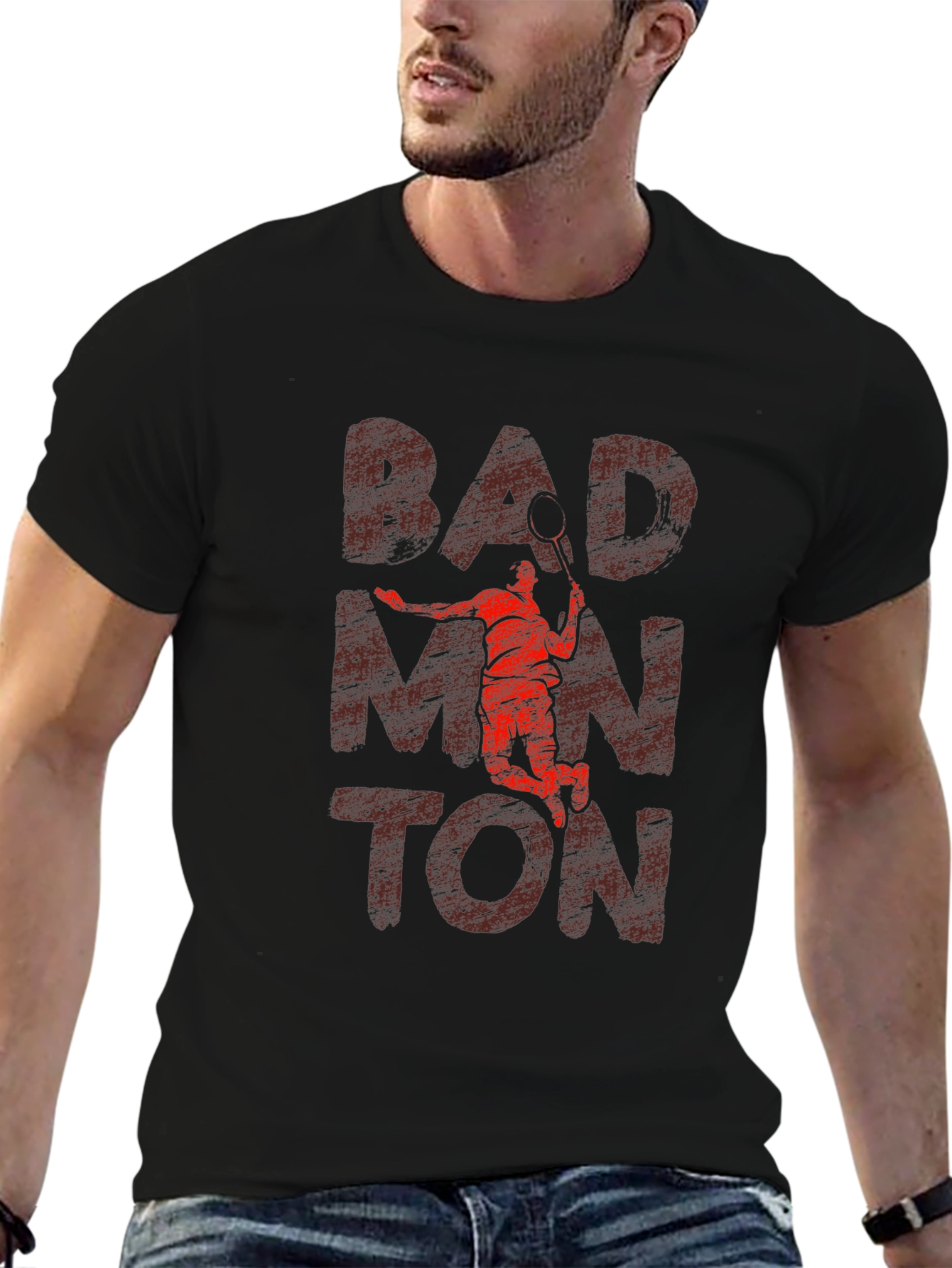 Badminton Graphic Tee - Sporty Casual T-Shirt