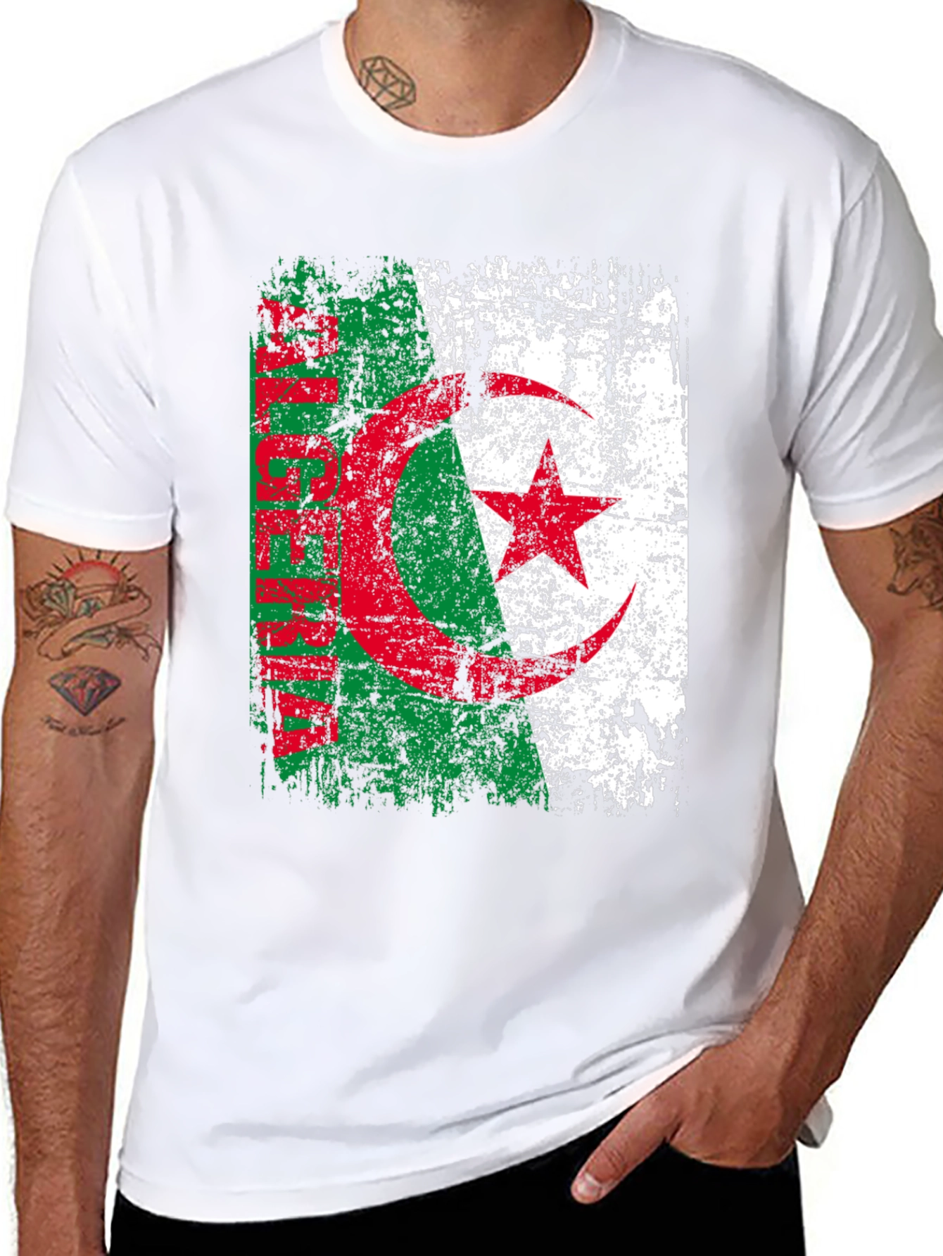 Algeria Flag T-Shirt - Distressed Design