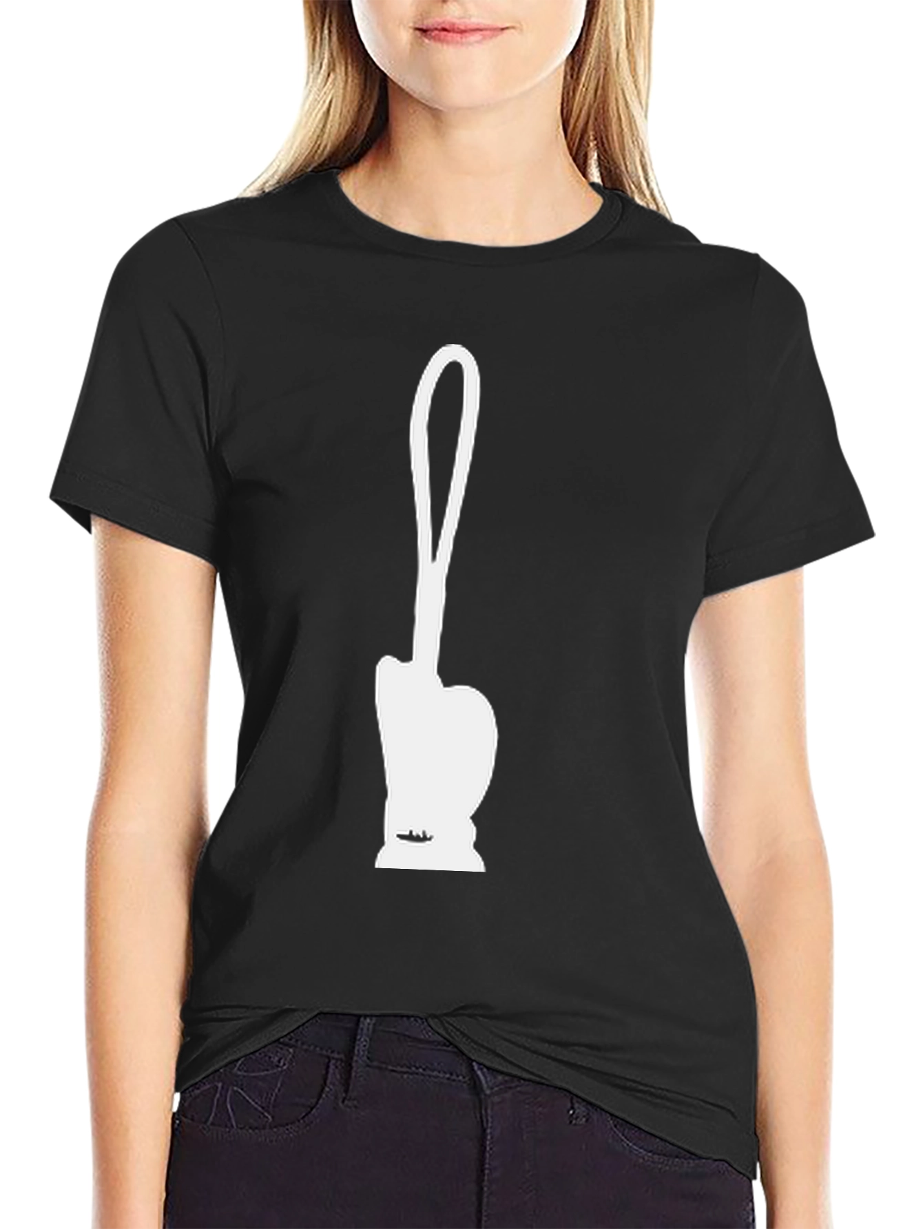 Funny White Toilet Brush Silhouette Black T-Shirt