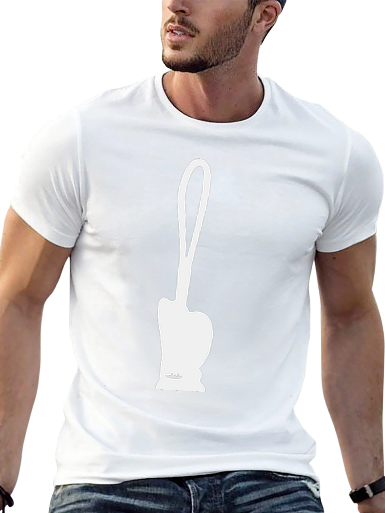 Funny White Toilet Brush Silhouette Black T-Shirt