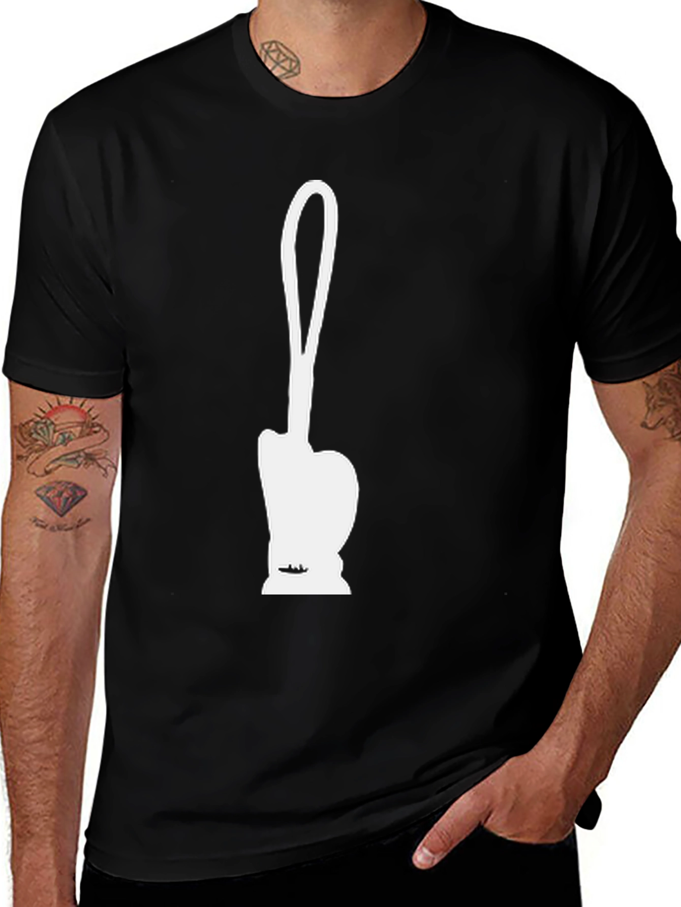 Funny White Toilet Brush Silhouette Black T-Shirt
