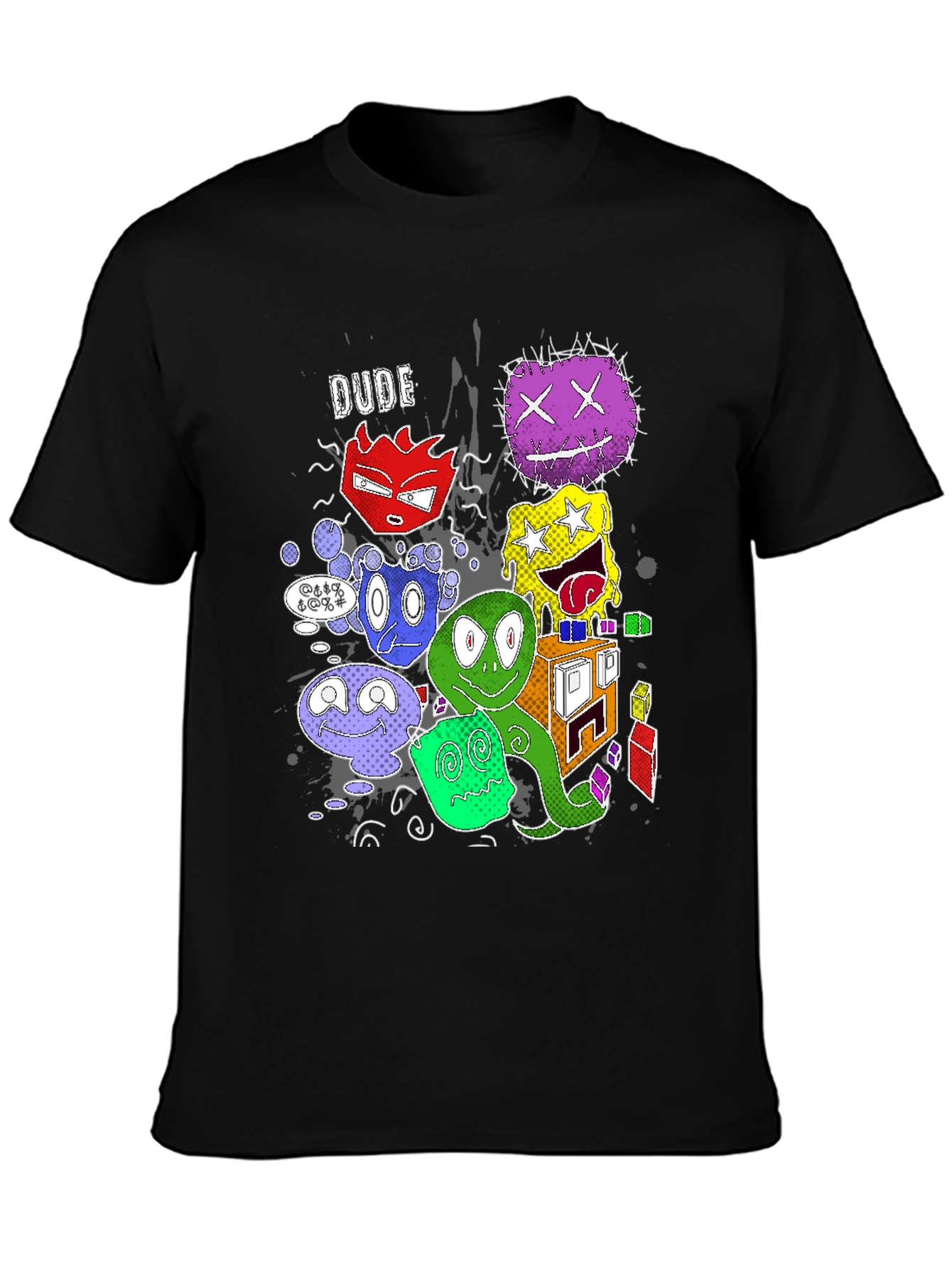 Cartoon Monster Graphic Black T-Shirt