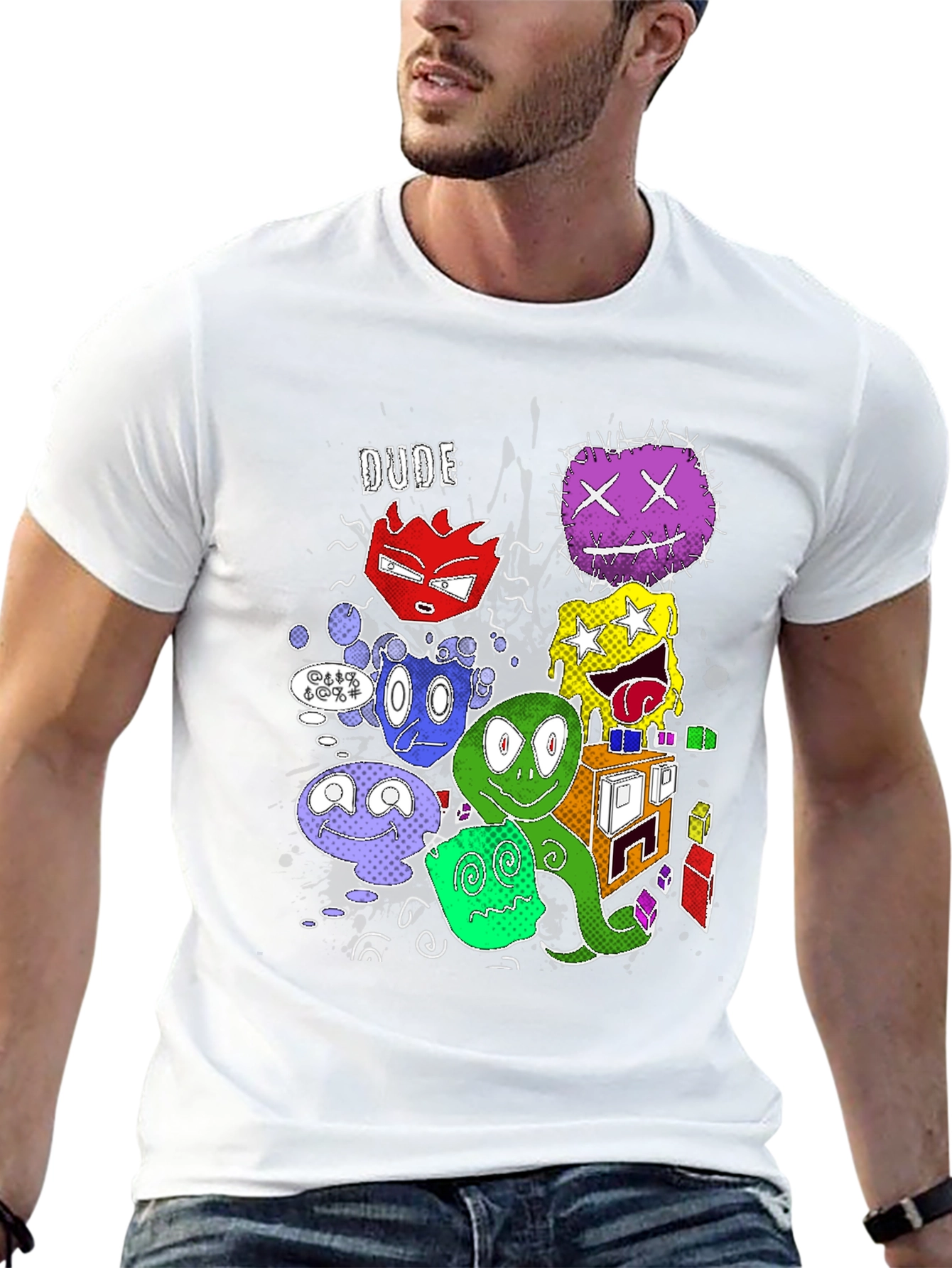 Cartoon Monster Graphic Black T-Shirt