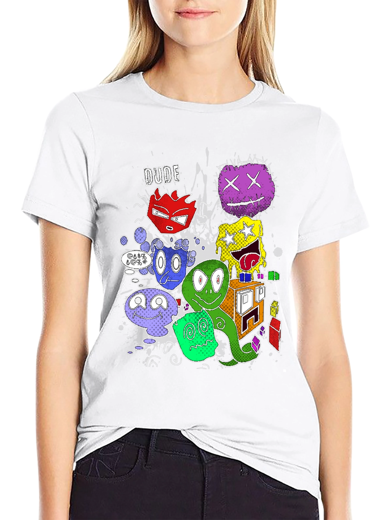 Cartoon Monster Graphic Black T-Shirt
