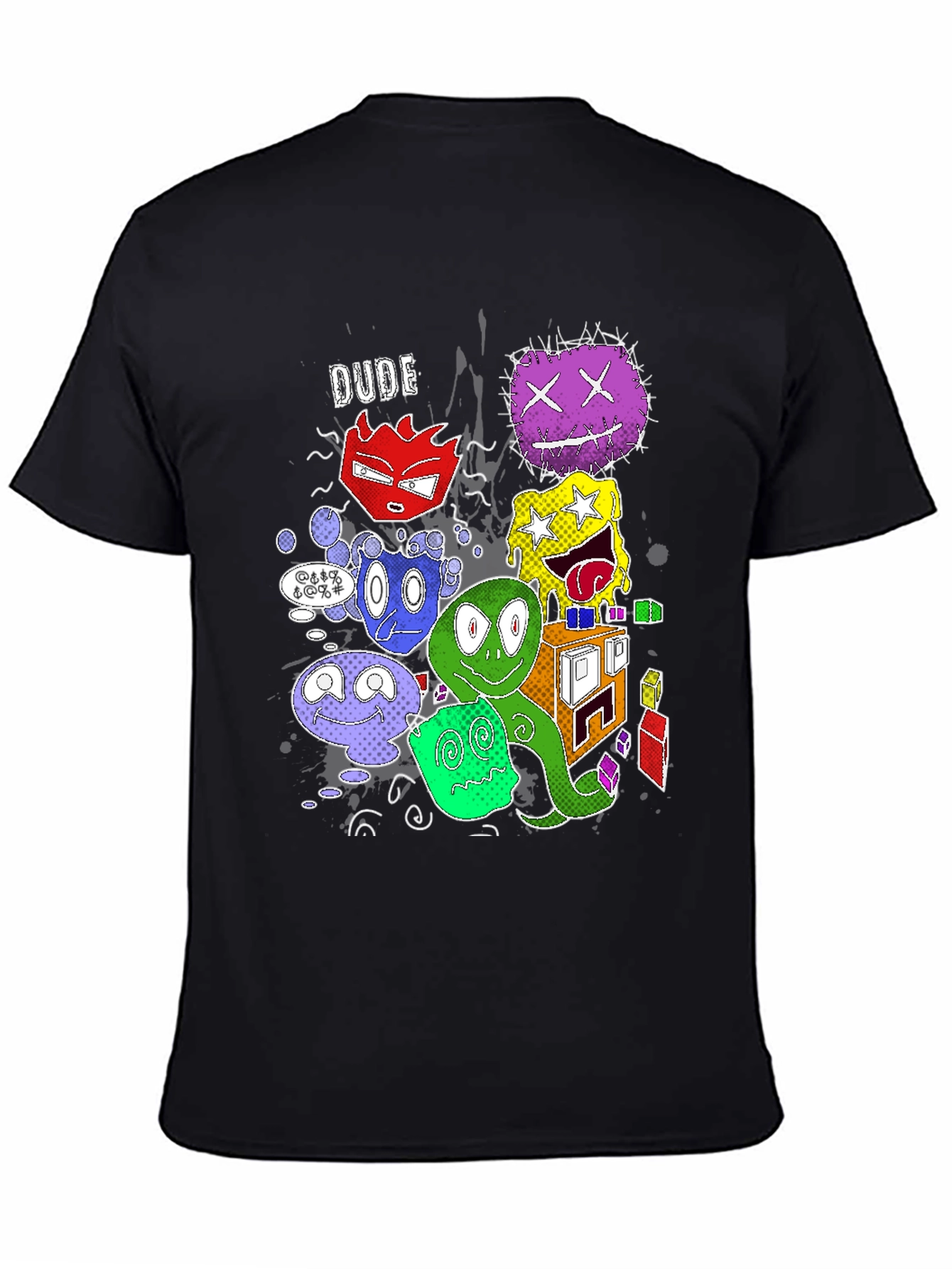 Cartoon Monster Graphic Black T-Shirt
