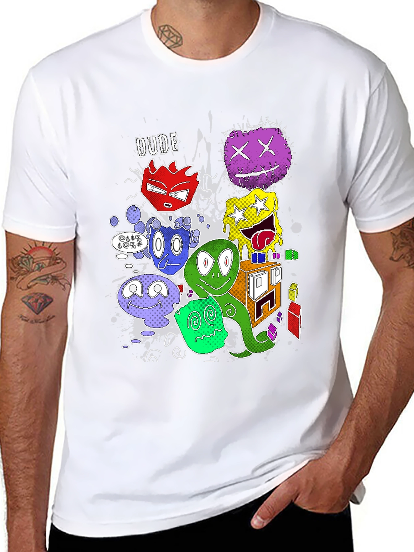 Cartoon Monster Graphic Black T-Shirt
