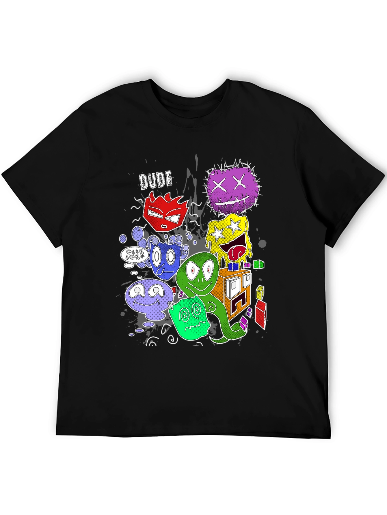 Cartoon Monster Graphic Black T-Shirt