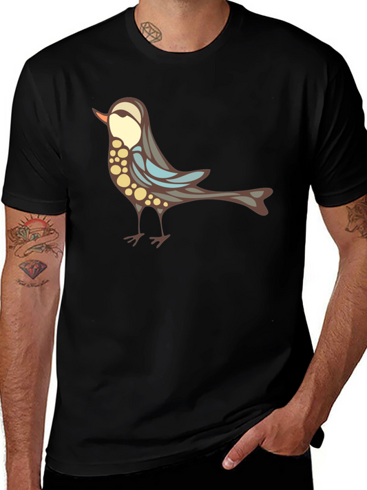 Stylish Bird Graphic Black T-Shirt