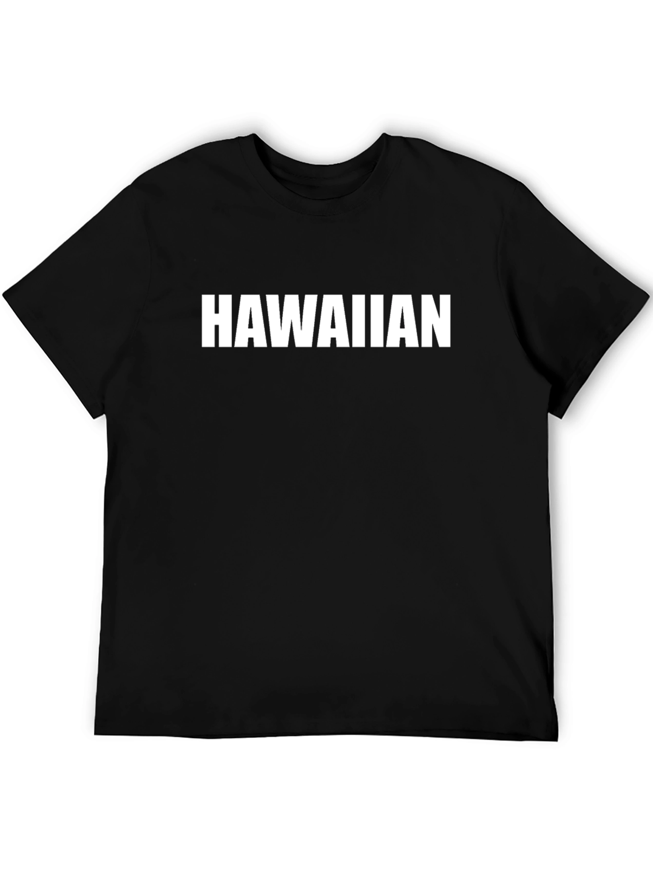 Hawaiian Text Print Black T-Shirt