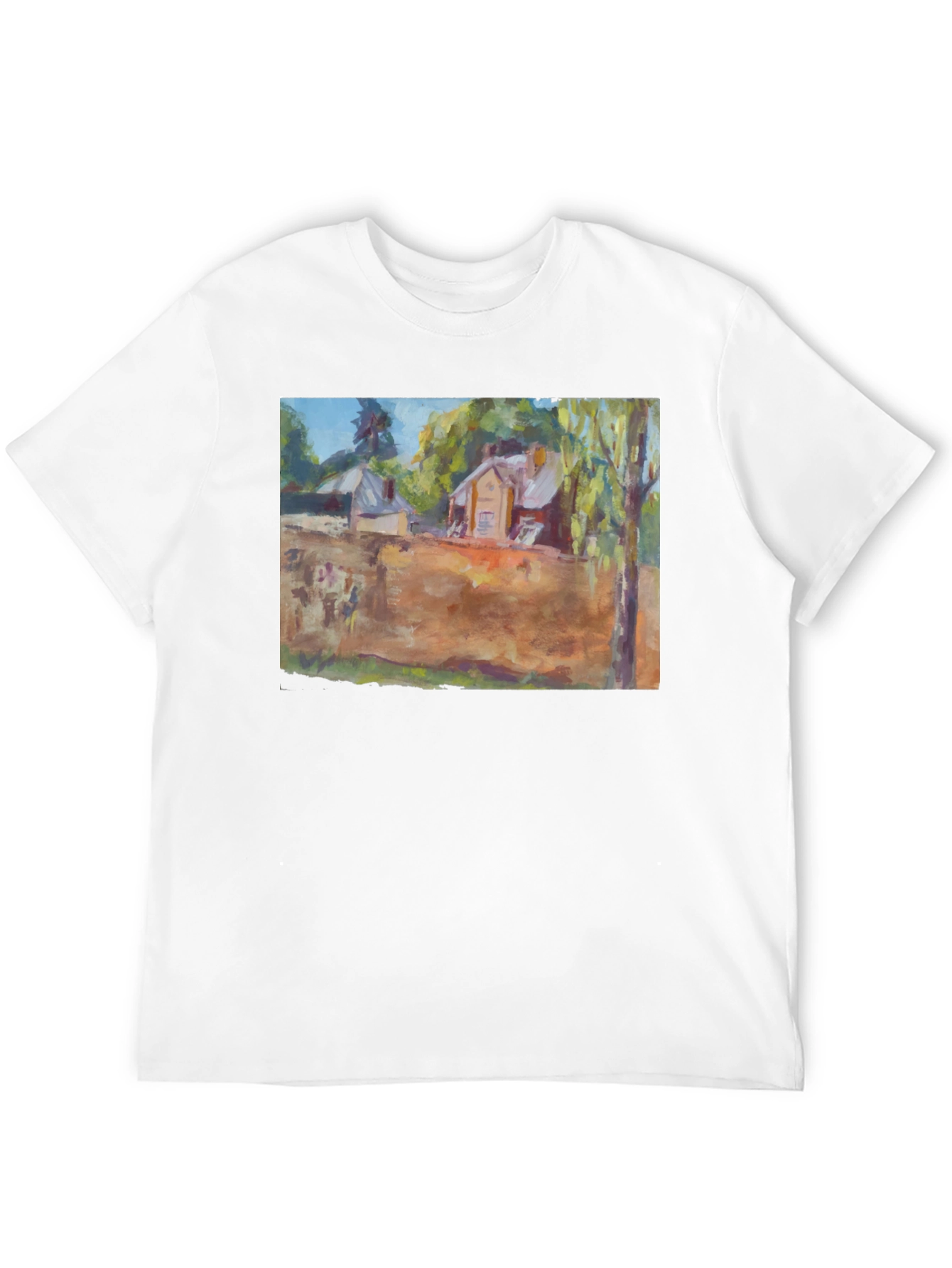 Artistic Landscape Print Black T-Shirt