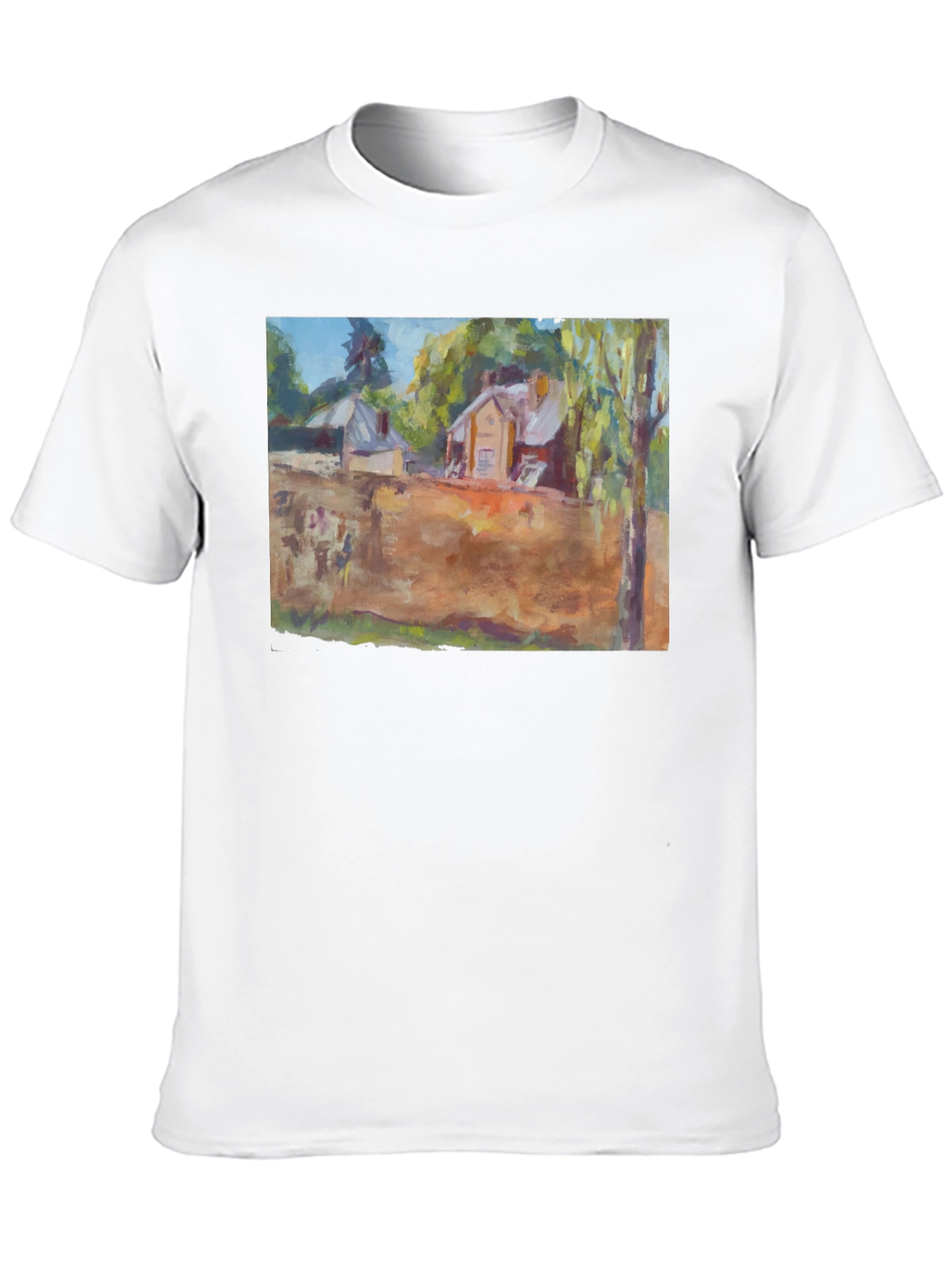 Artistic Landscape Print Black T-Shirt