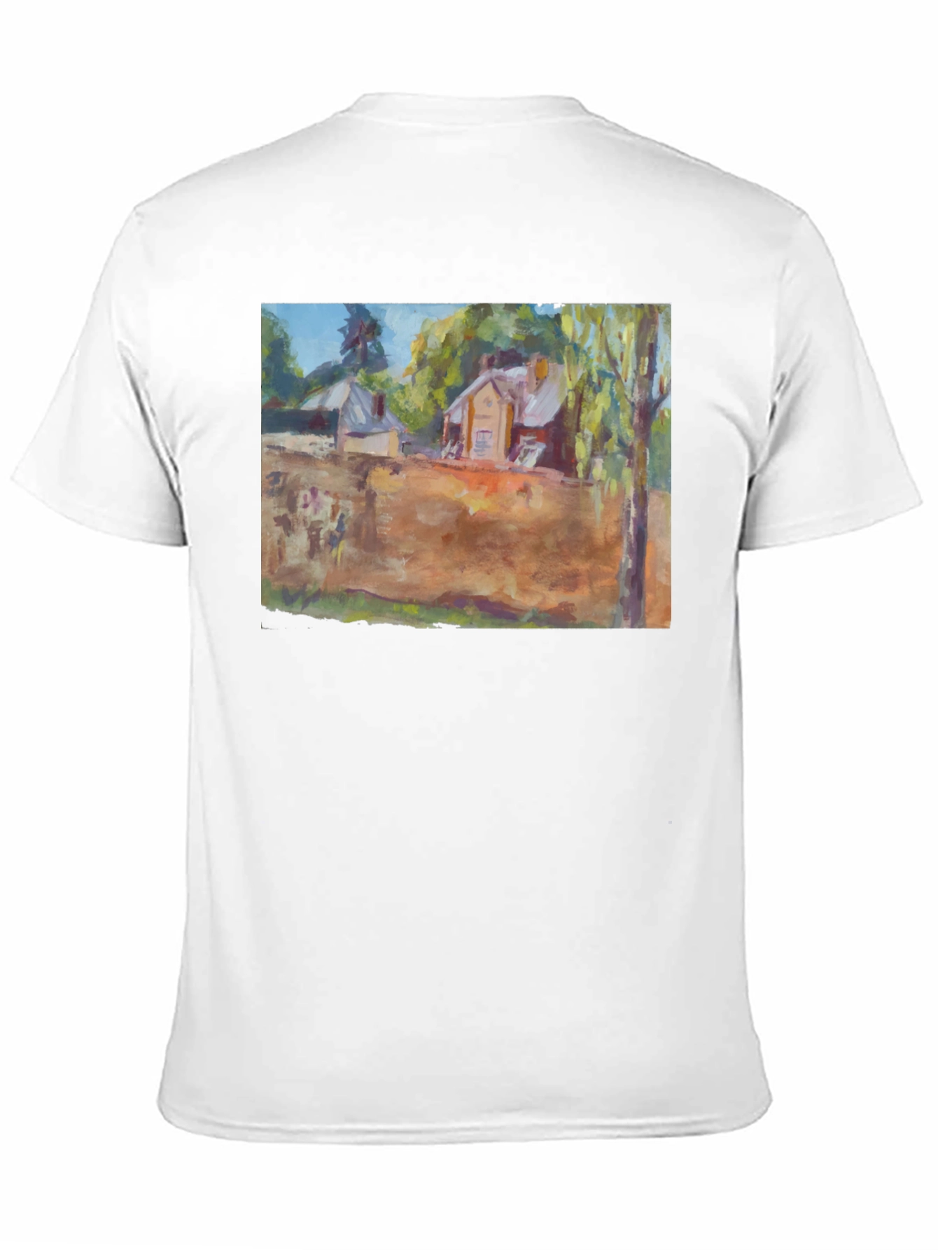 Artistic Landscape Print Black T-Shirt
