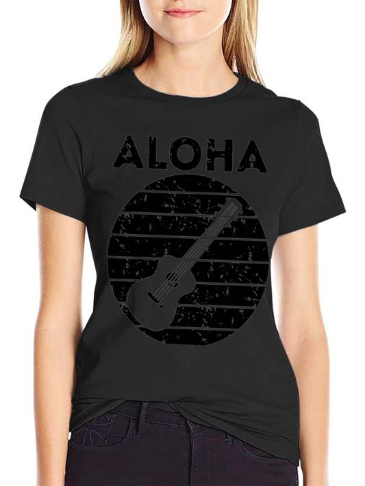 Aloha Ukulele Graphic T-Shirt - Black