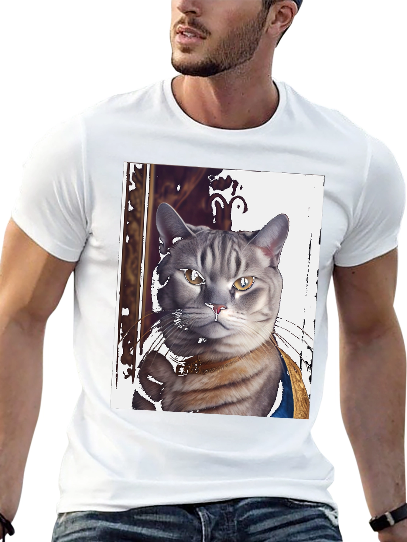 Cat Portrait Graphic Tee - Funny Feline T-Shirt