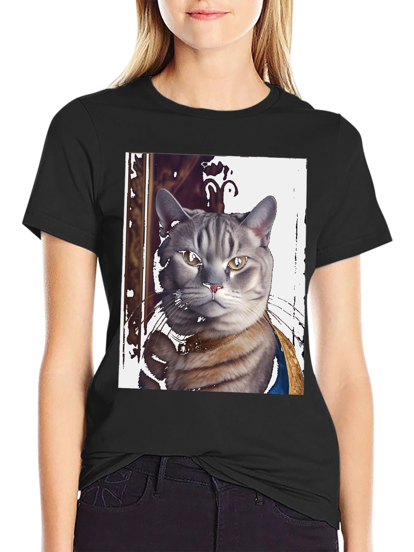 Cat Portrait Graphic Tee - Funny Feline T-Shirt