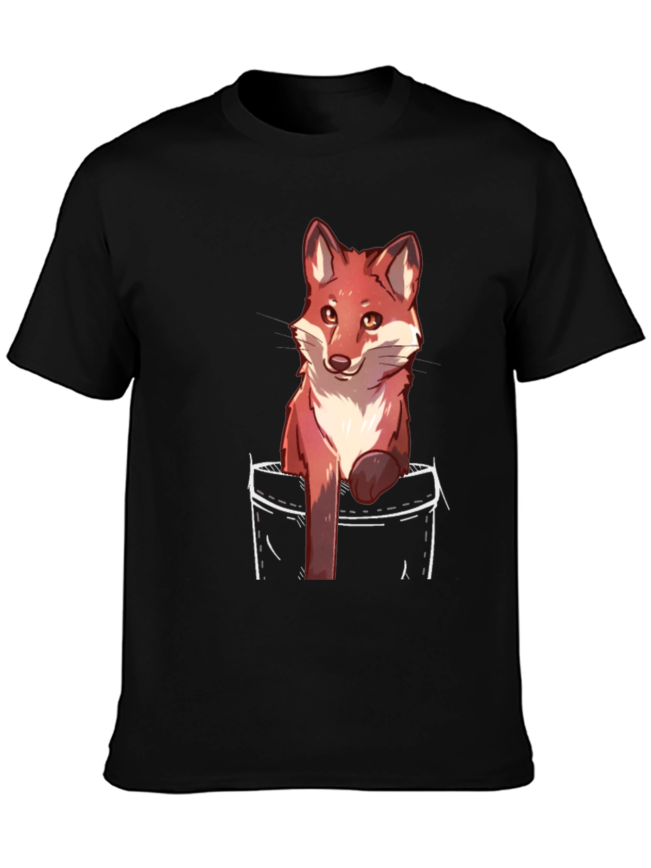 Fox Pocket Print Black T-Shirt
