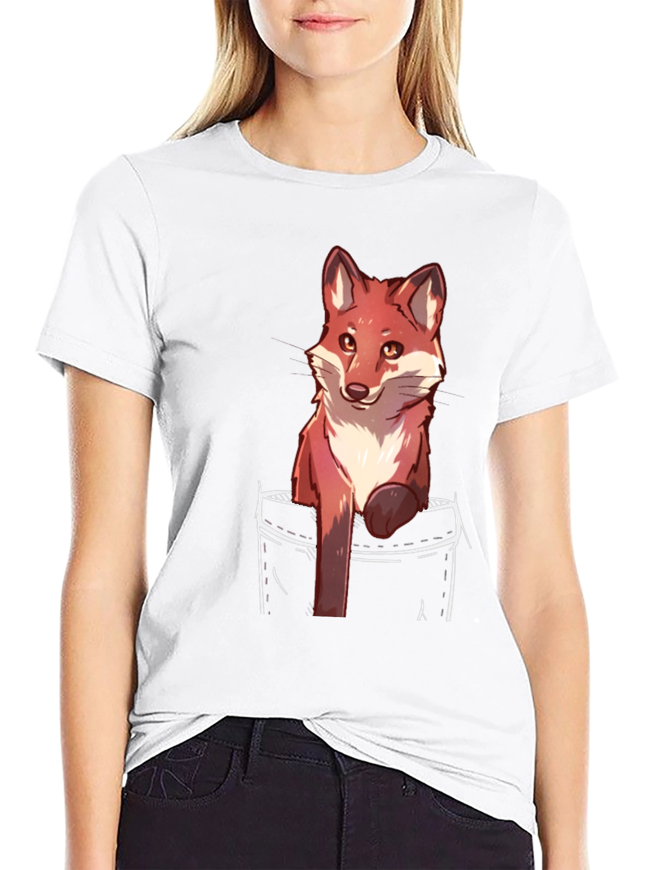 Fox Pocket Print Black T-Shirt