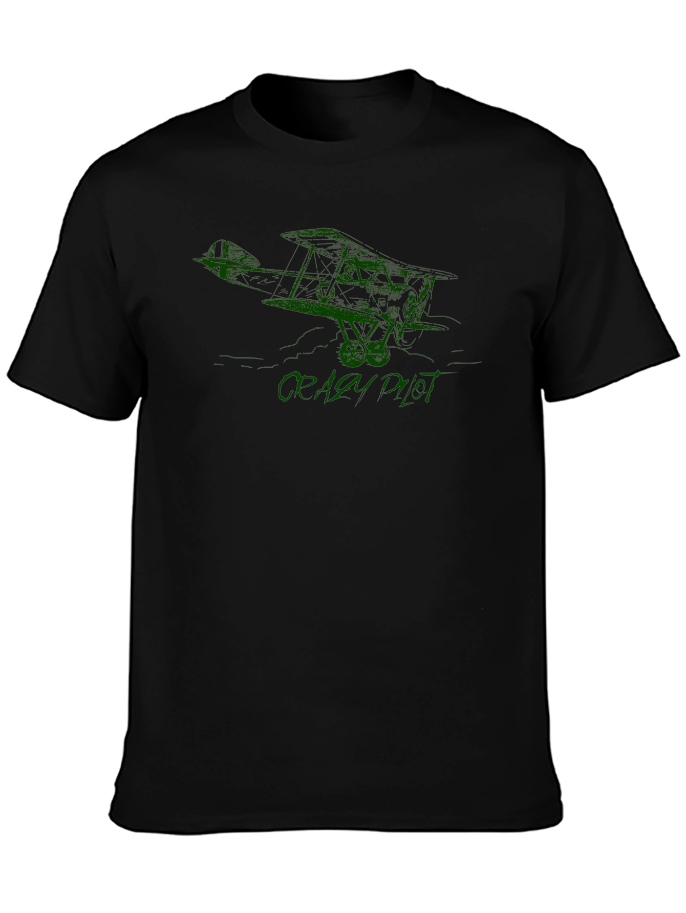 Crazy Pilot Graphic T-Shirt - Black