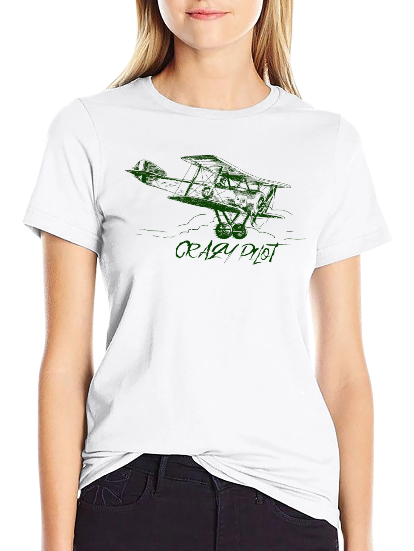 Crazy Pilot Graphic T-Shirt - Black