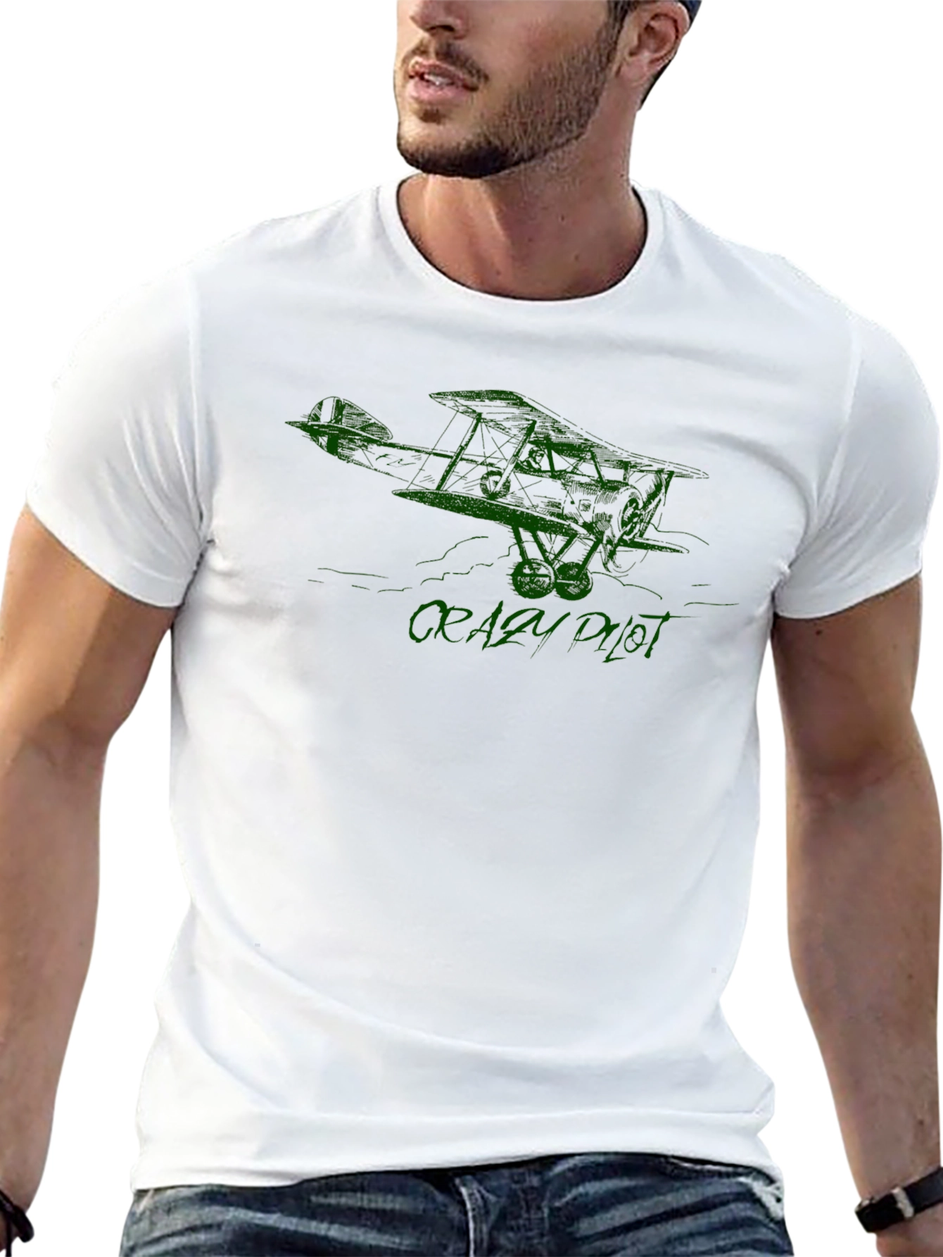 Crazy Pilot Graphic T-Shirt - Black
