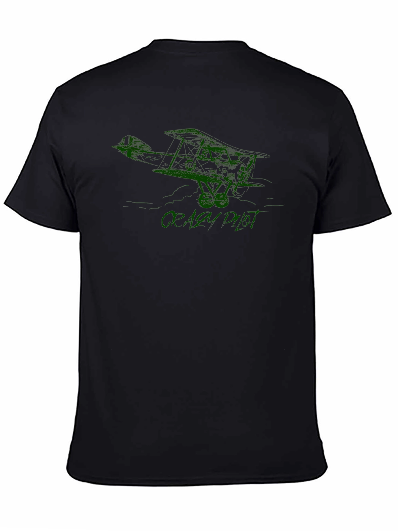 Crazy Pilot Graphic T-Shirt - Black