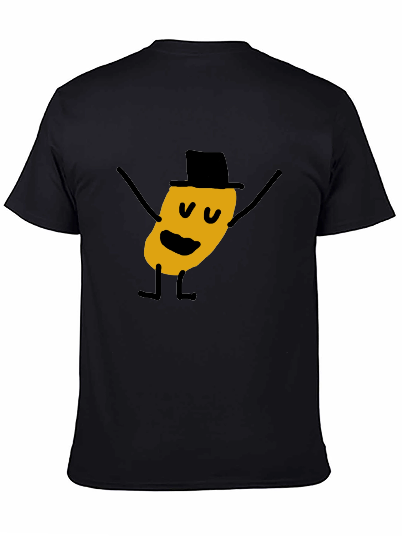 Whimsical Cartoon Character Black T-Shirt