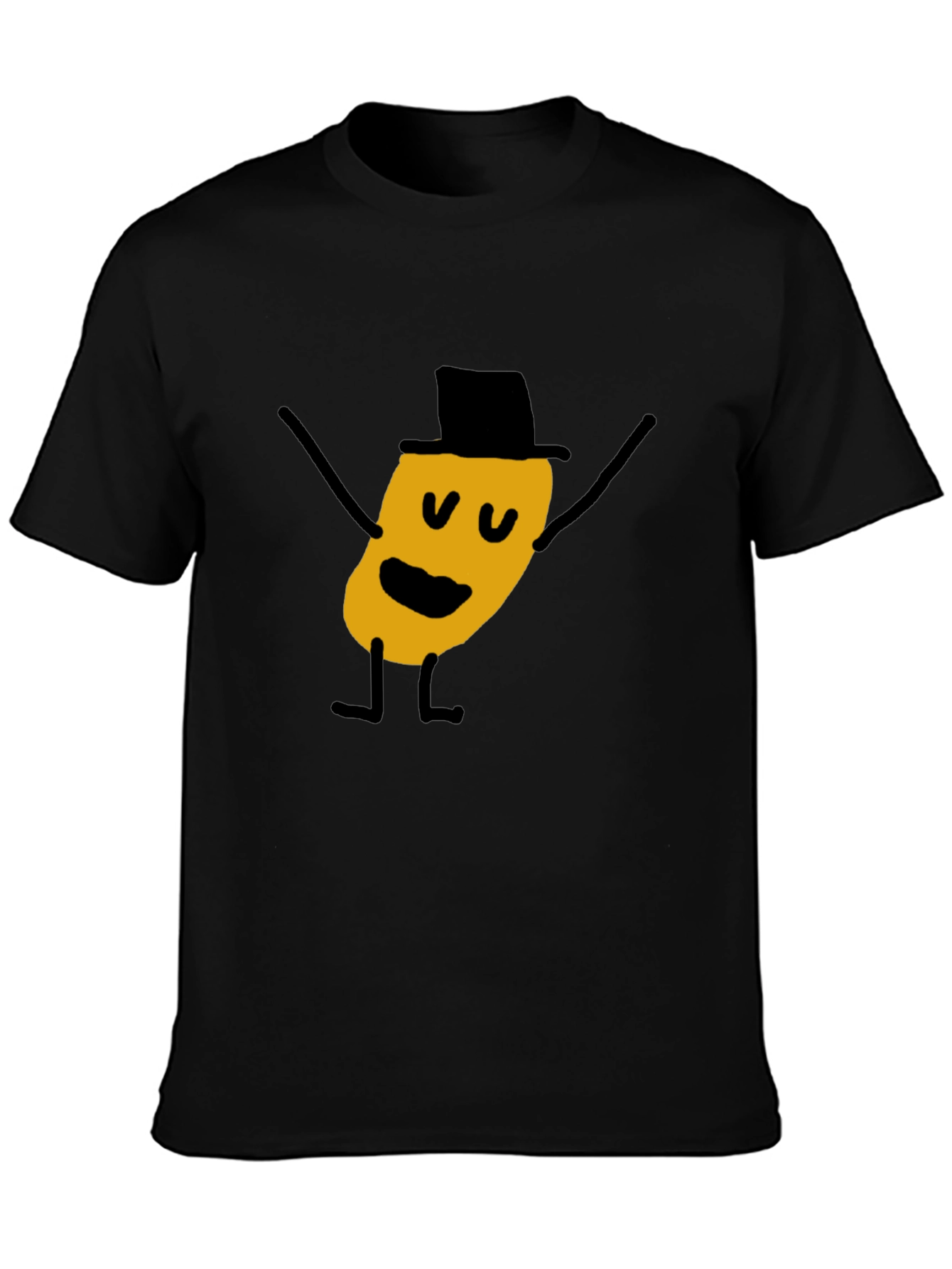 Whimsical Cartoon Character Black T-Shirt