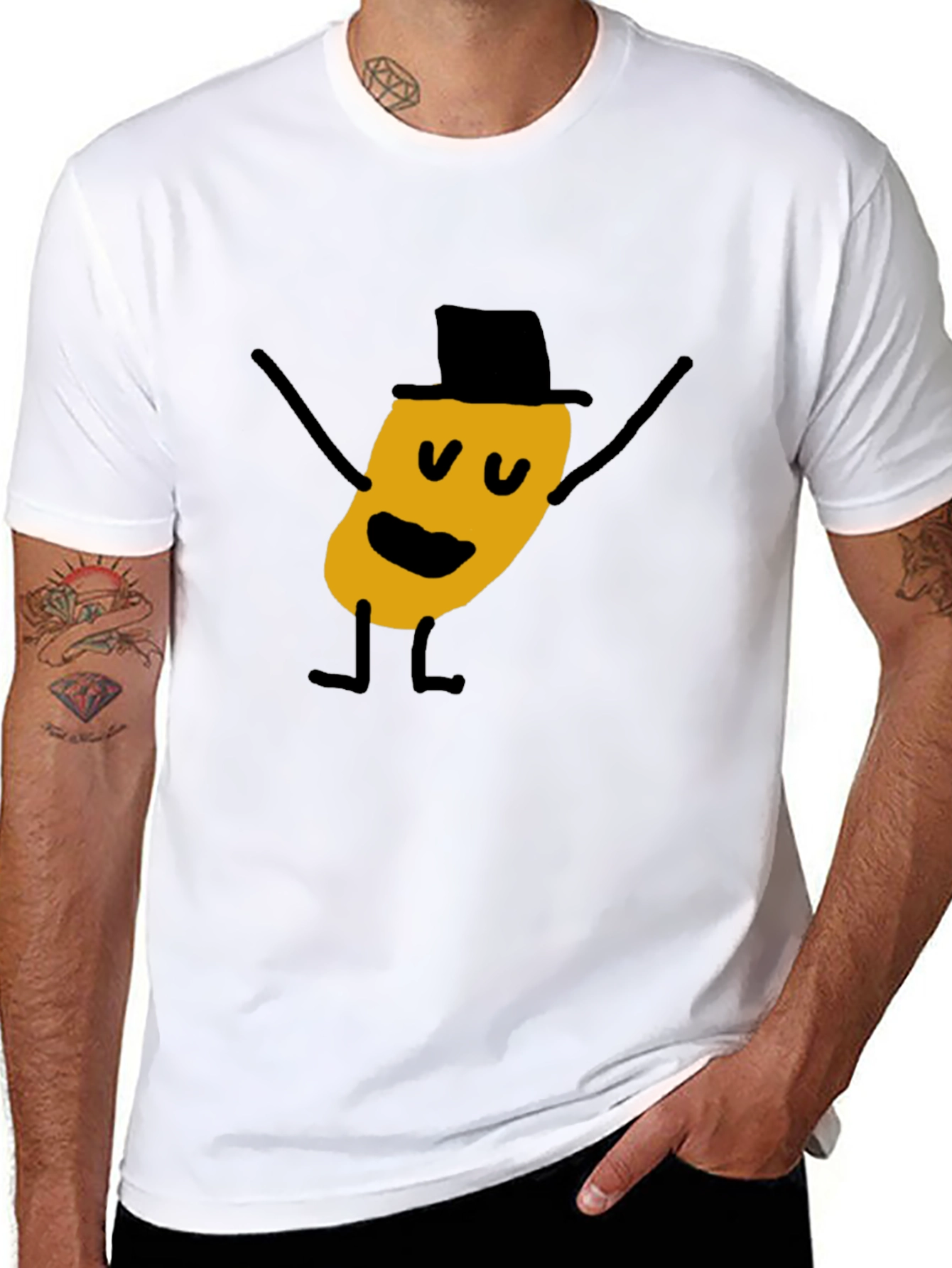Whimsical Cartoon Character Black T-Shirt