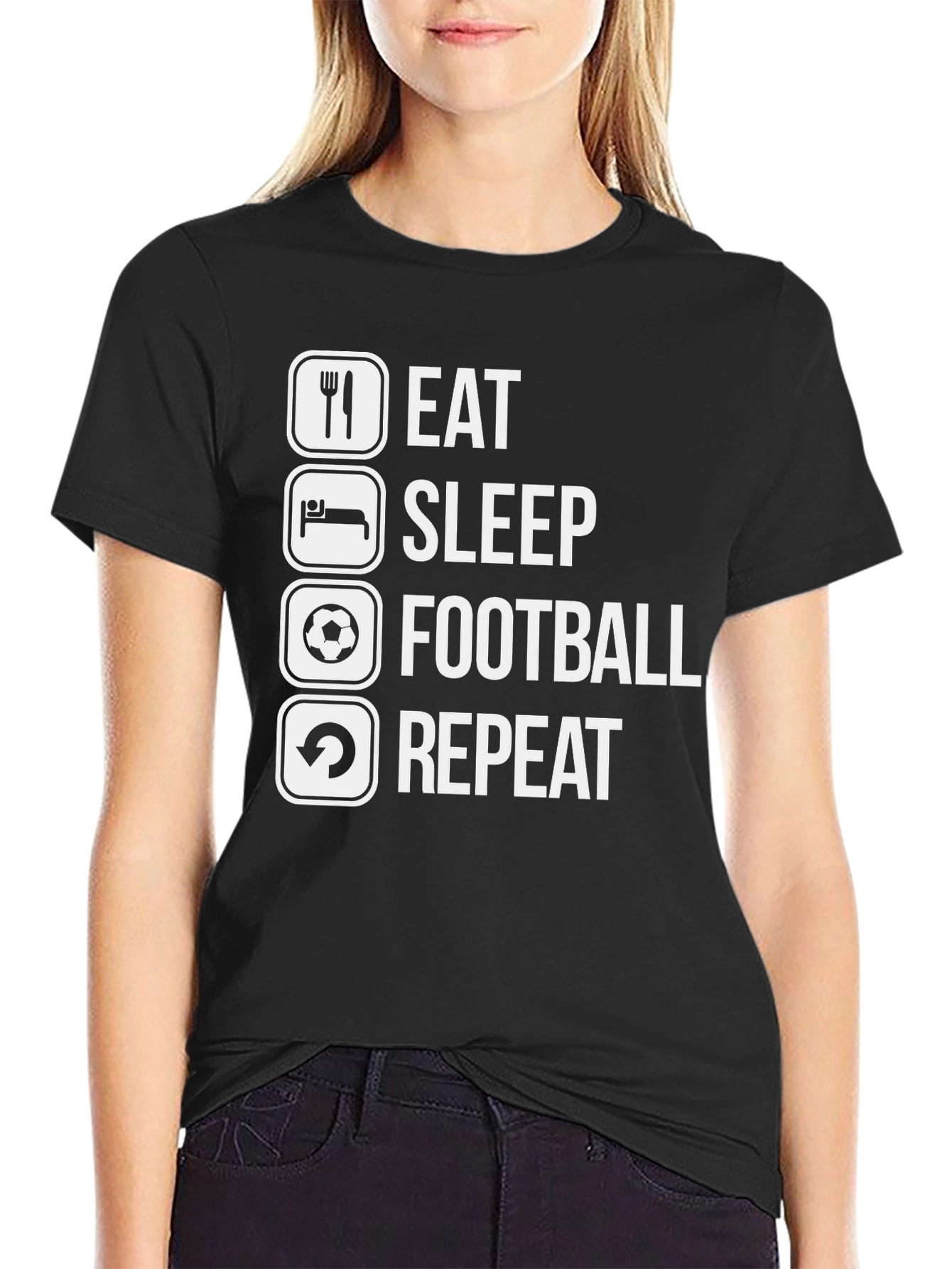 Eat Sleep Football Repeat Graphic Tee
