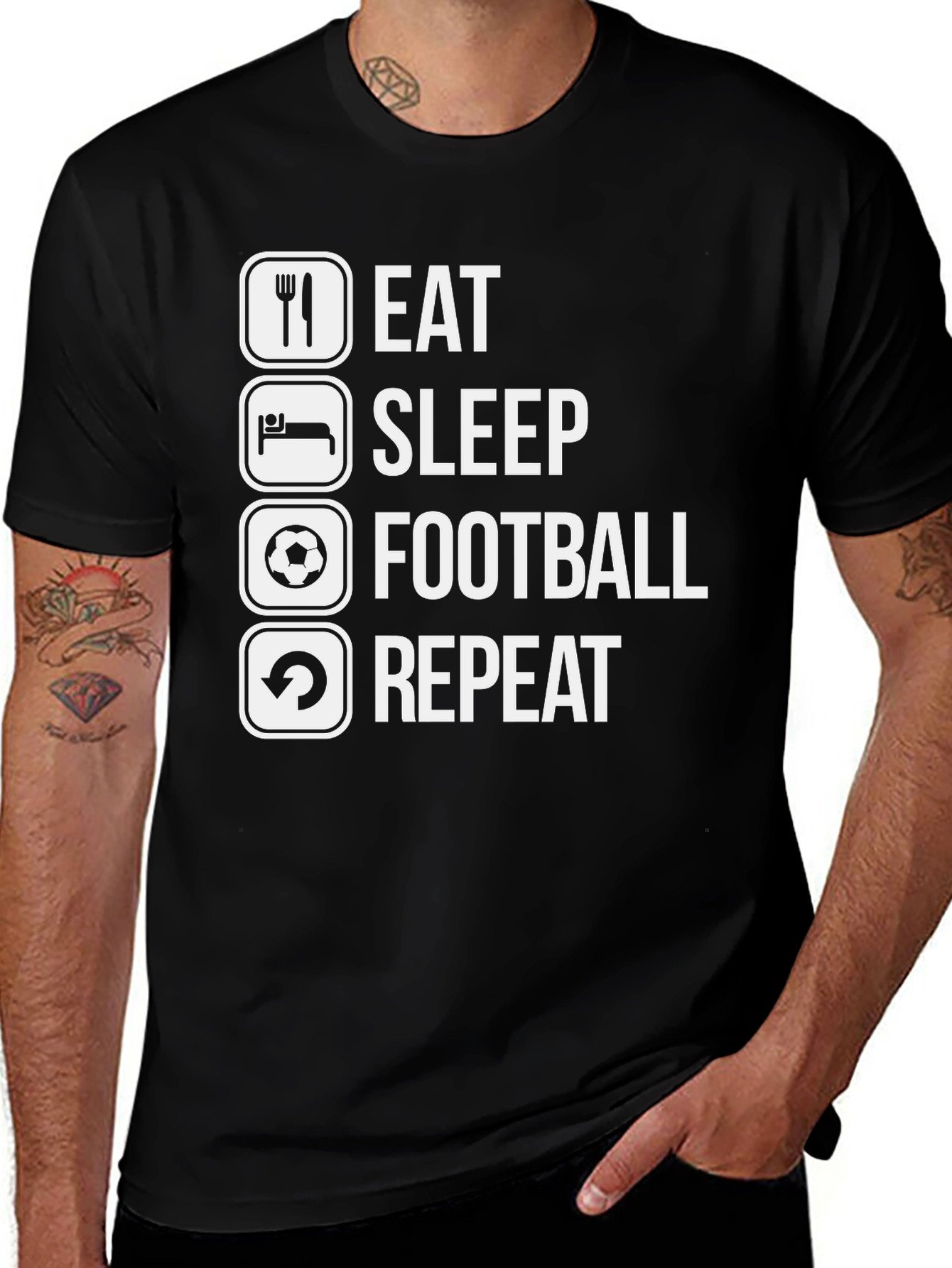 Eat Sleep Football Repeat Graphic Tee