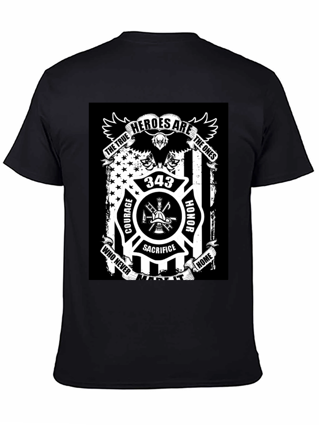 Firefighter Hero Tribute Black T-Shirt