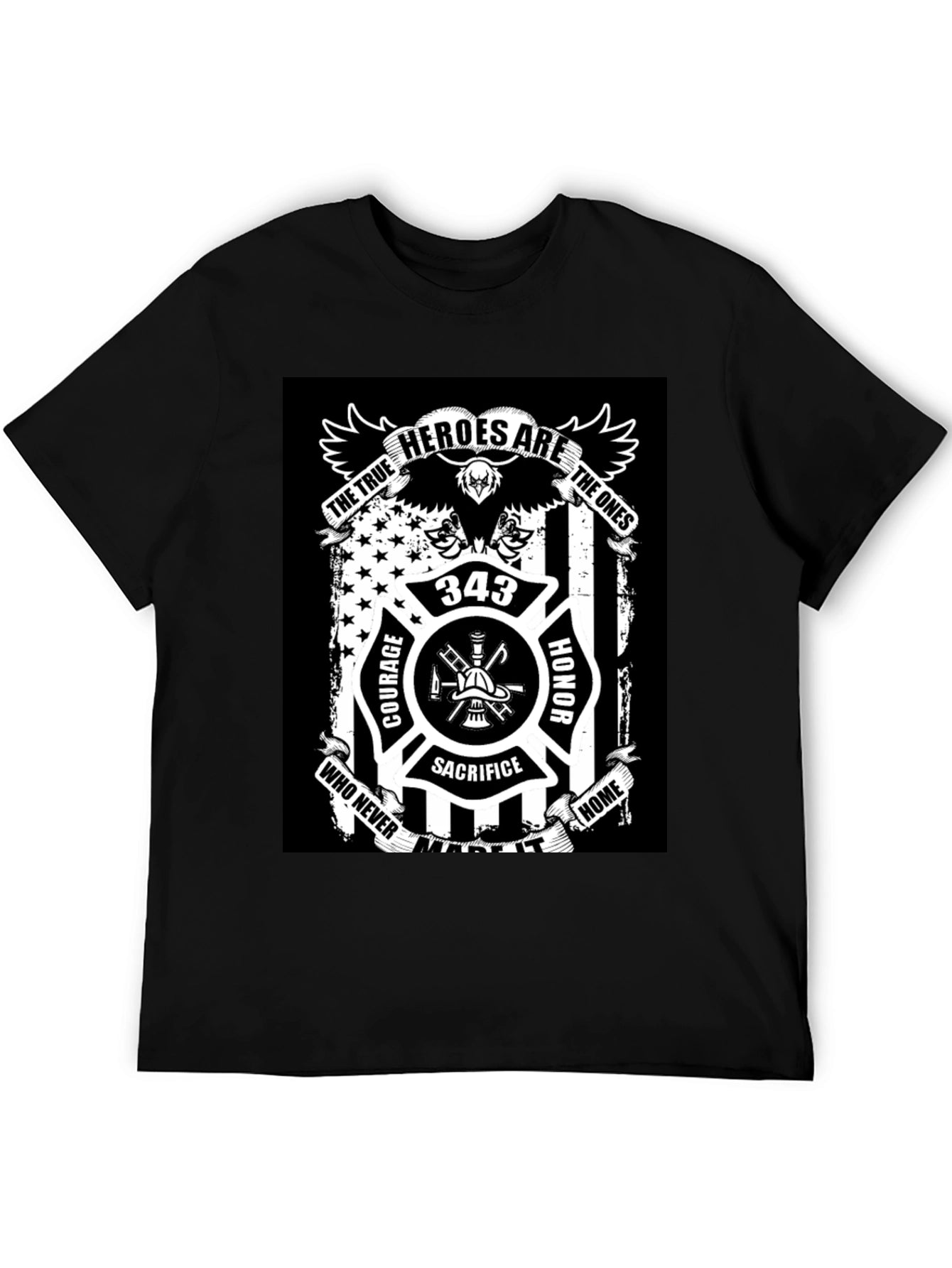 Firefighter Hero Tribute Black T-Shirt