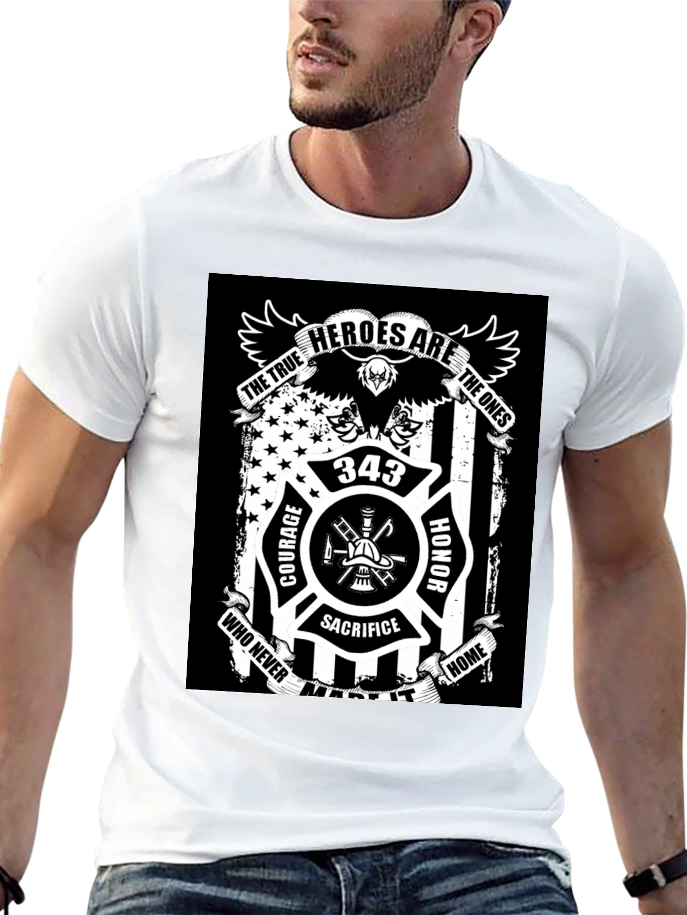 Firefighter Hero Tribute Black T-Shirt