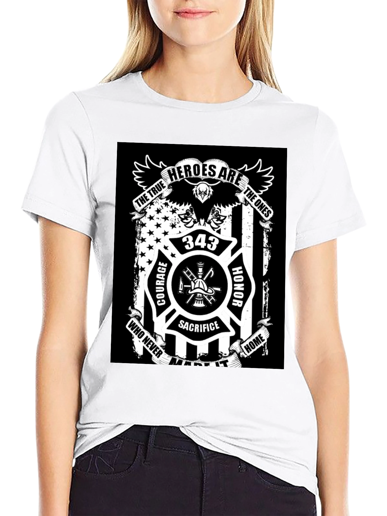 Firefighter Hero Tribute Black T-Shirt
