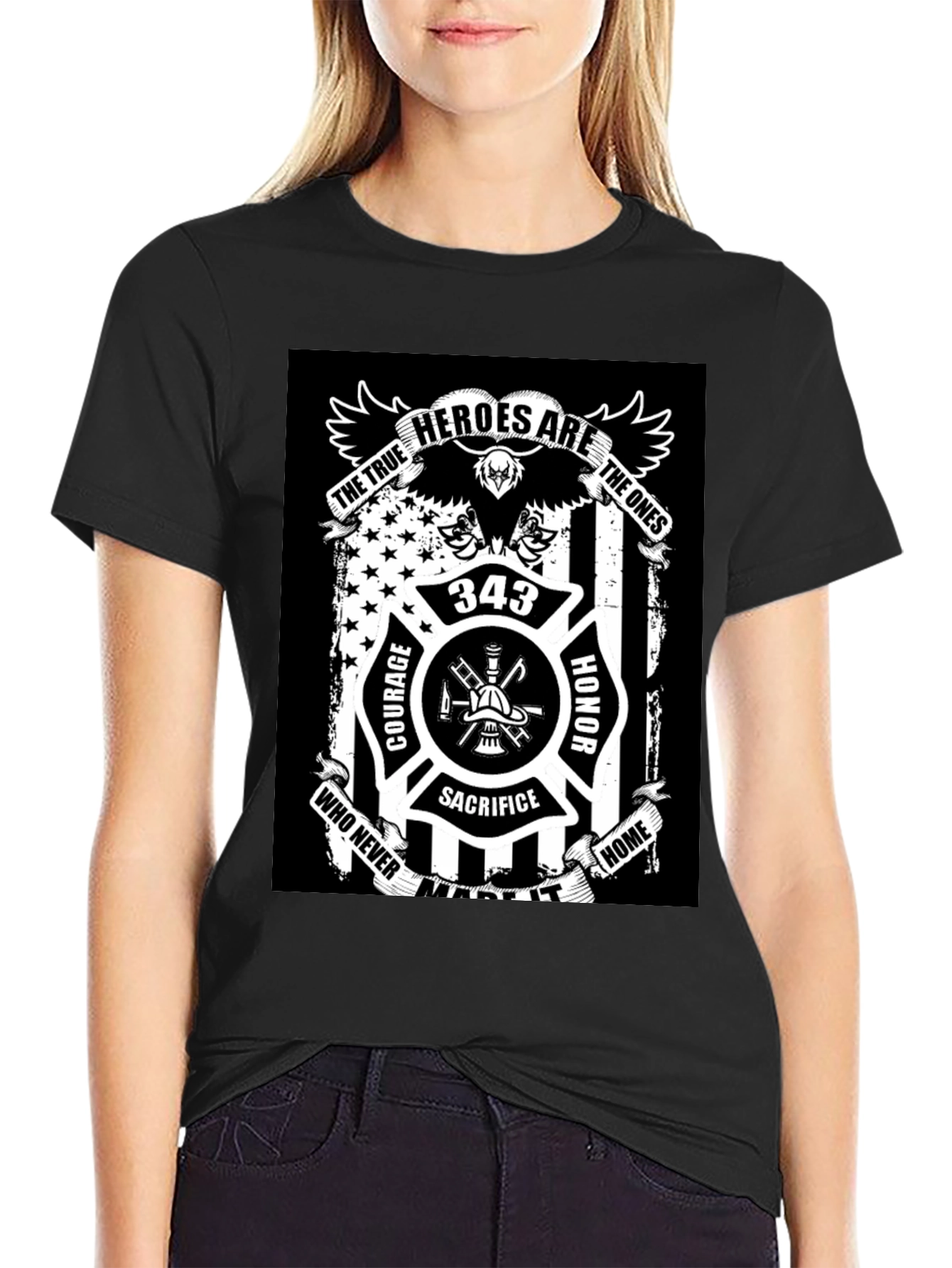 Firefighter Hero Tribute Black T-Shirt
