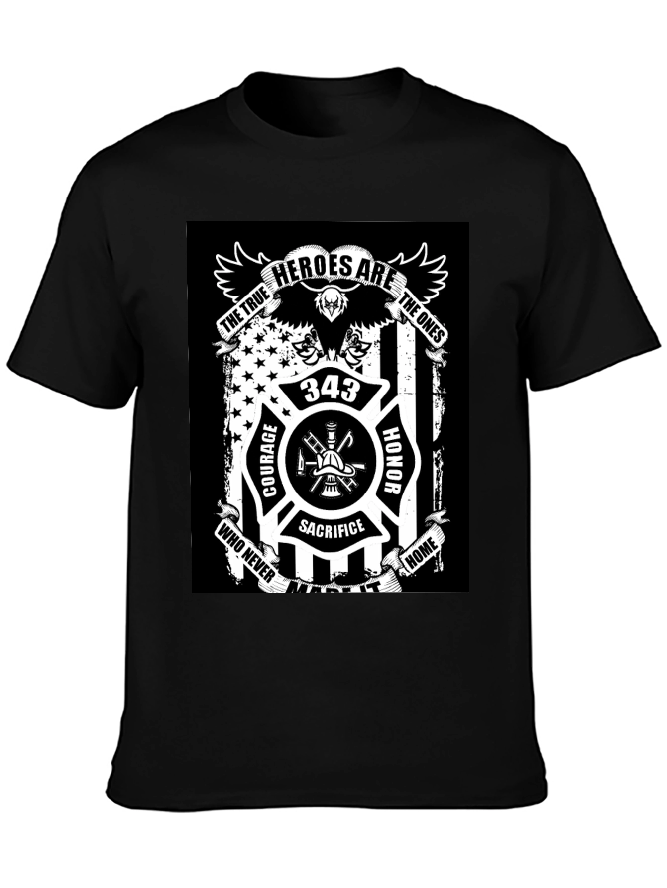 Firefighter Hero Tribute Black T-Shirt