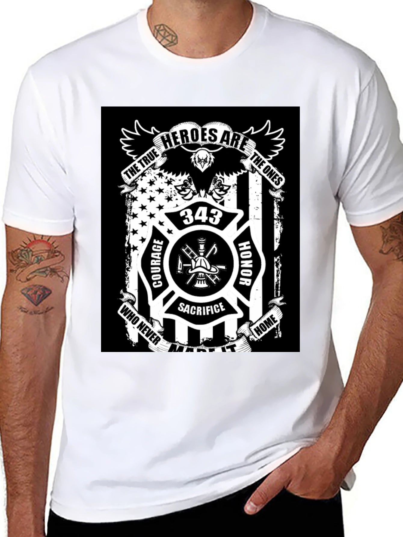 Firefighter Hero Tribute Black T-Shirt
