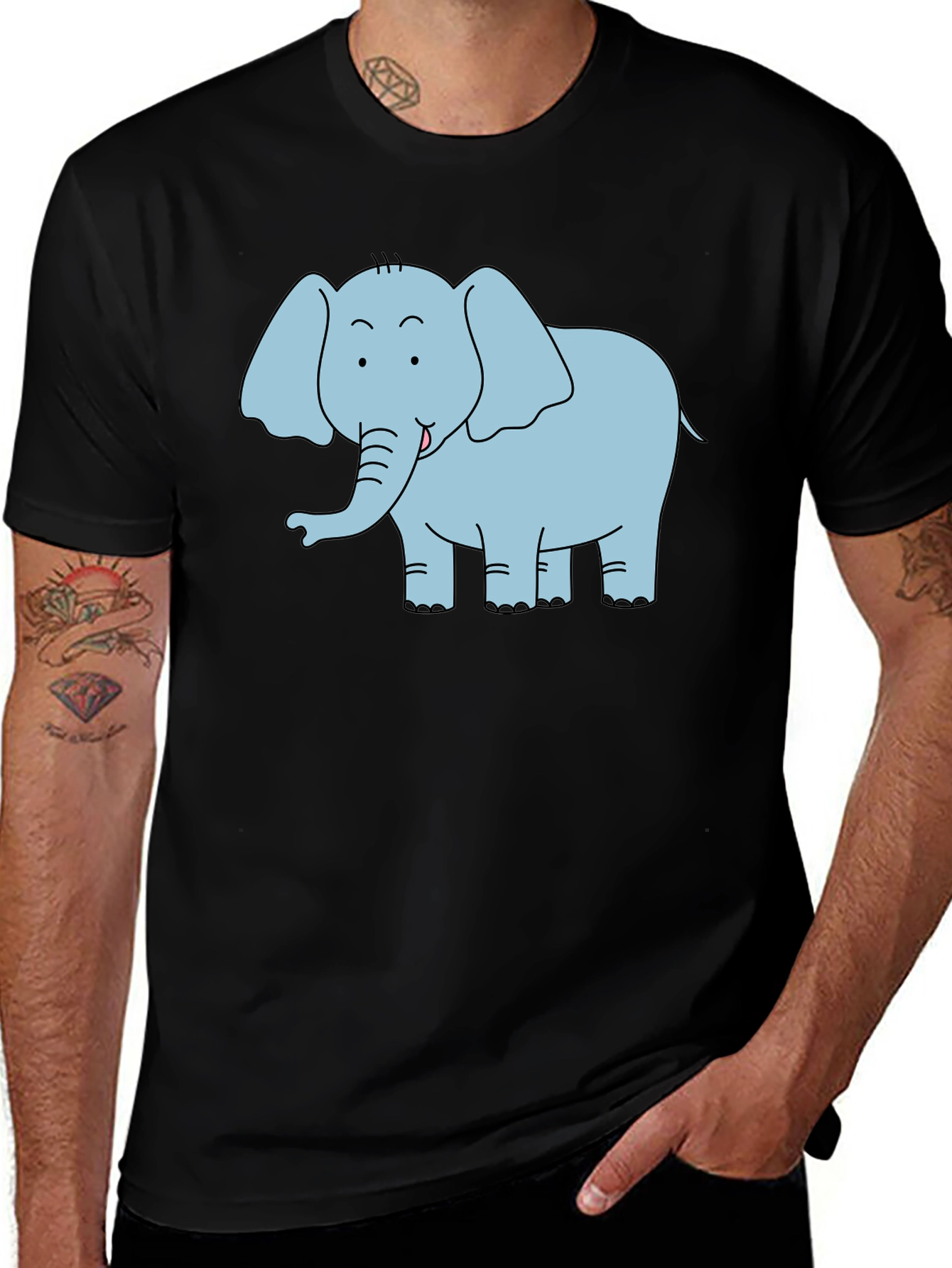 Cute Elephant Graphic T-Shirt - Black Unisex Tee