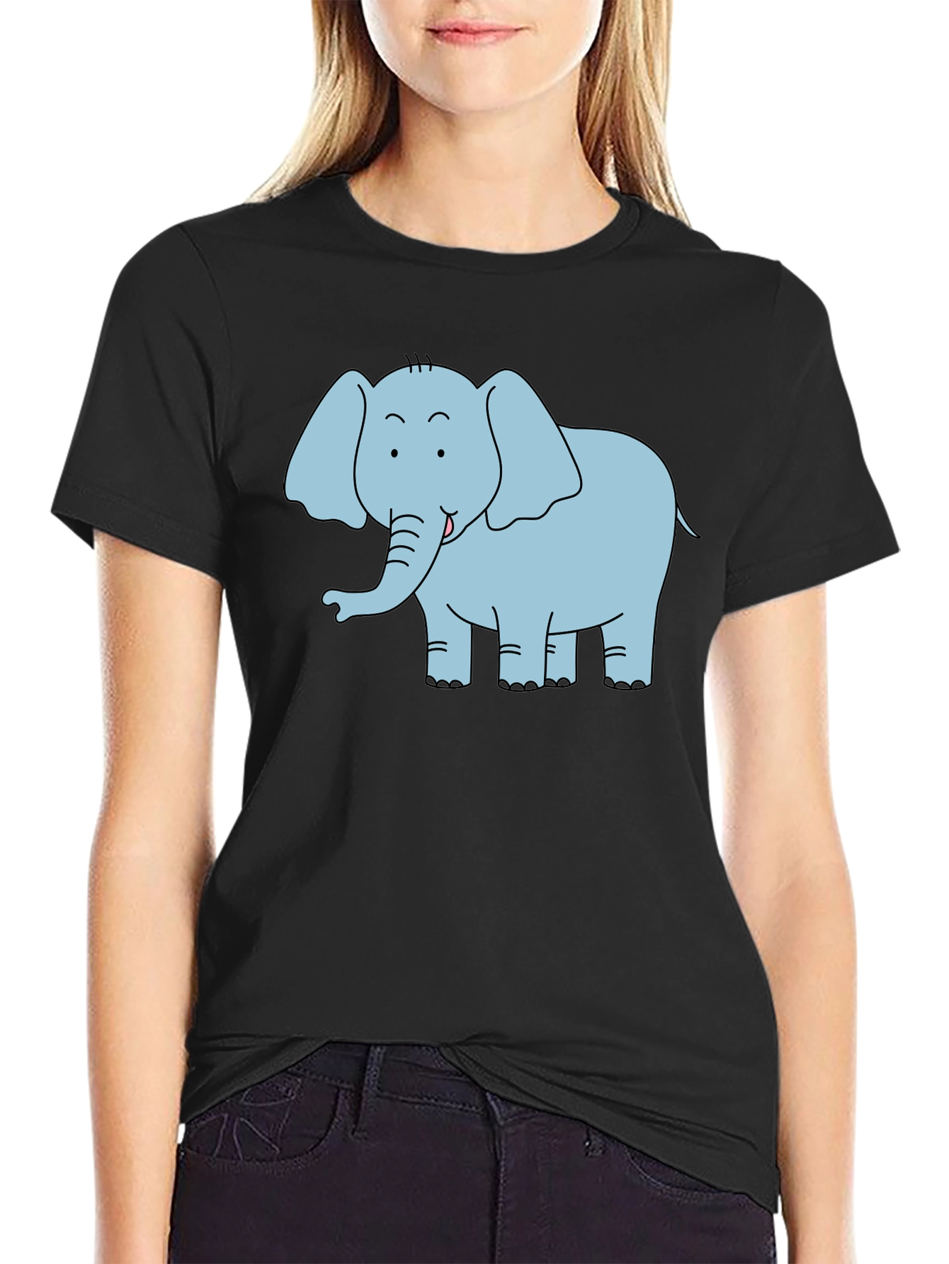 Cute Elephant Graphic T-Shirt - Black Unisex Tee