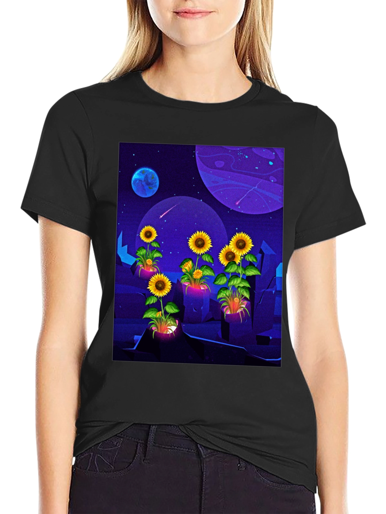 Cosmic Sunflower Graphic Tee