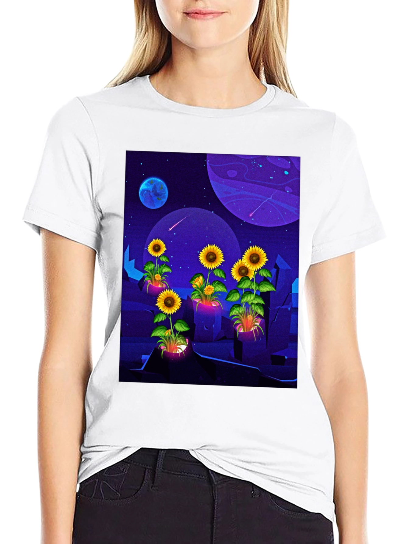 Cosmic Sunflower Graphic Tee
