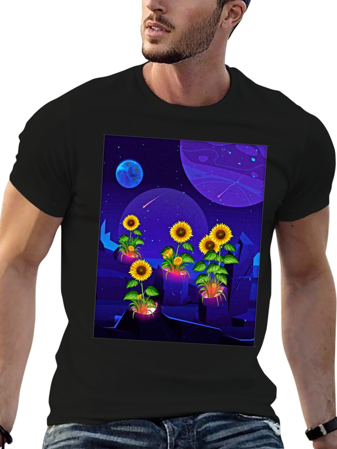 Cosmic Sunflower Graphic Tee