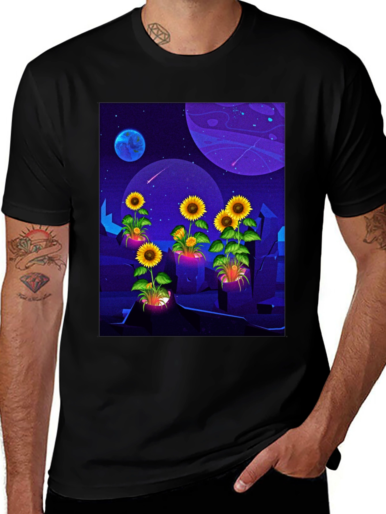 Cosmic Sunflower Graphic Tee