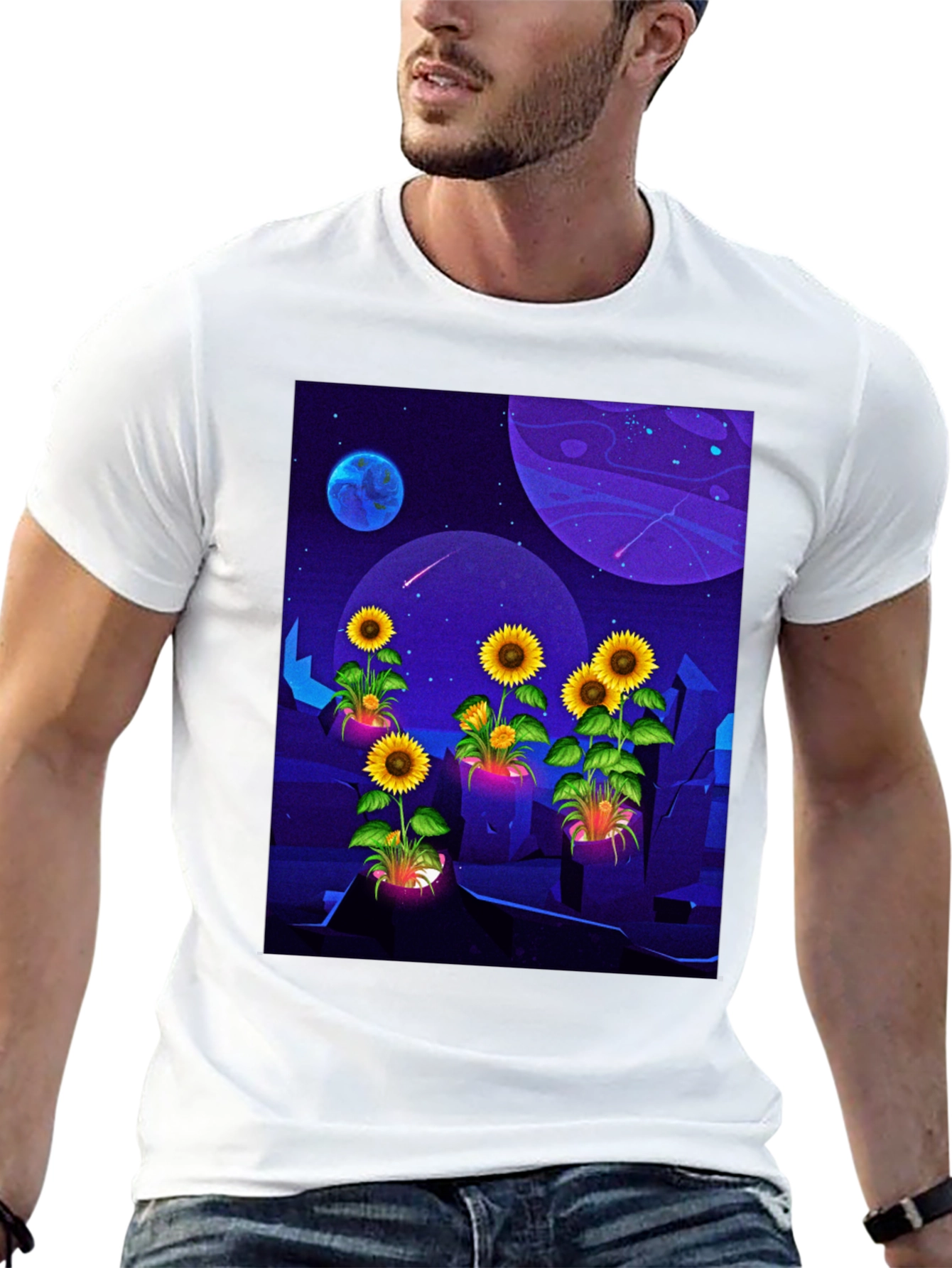 Cosmic Sunflower Graphic Tee