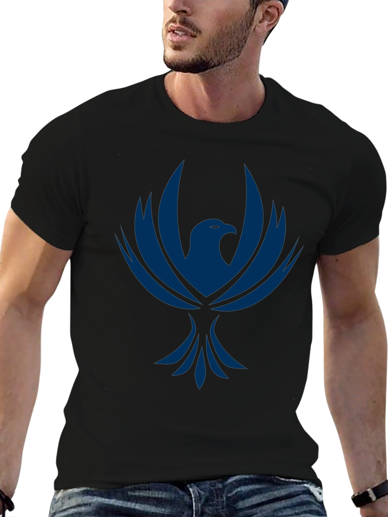 Black T-Shirt with Phoenix Graphic Print