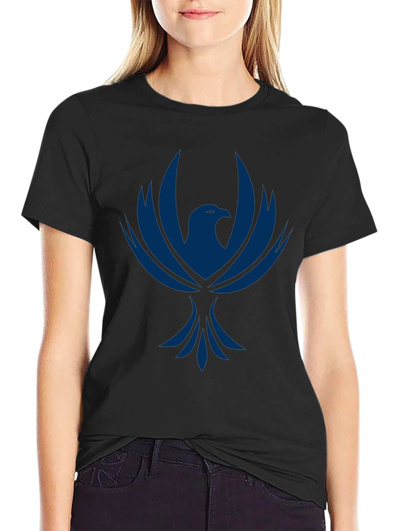 Black T-Shirt with Phoenix Graphic Print