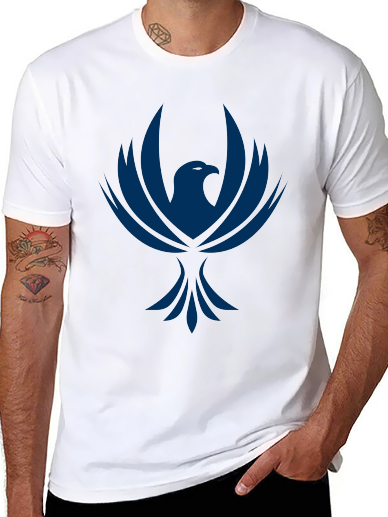 Black T-Shirt with Phoenix Graphic Print