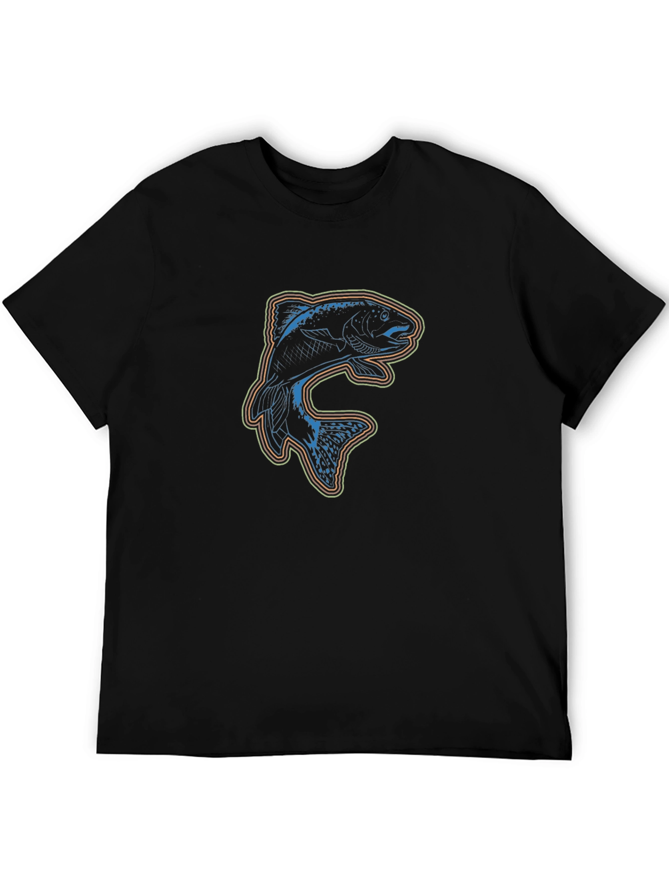 Stylish Fish Graphic Black T-Shirt